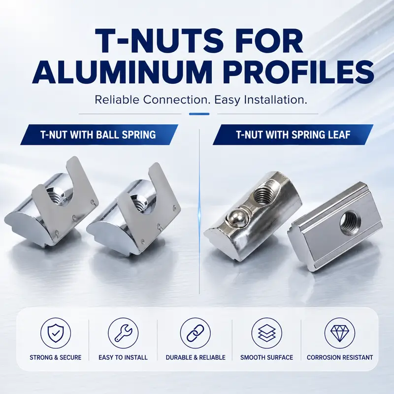 T-Nuts for Aluminum Profiles - Ball Spring and Spring Leaf Comparison