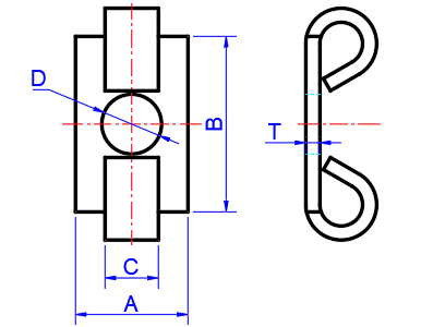 Elastische Endverbinder - Dimensionsreferenz