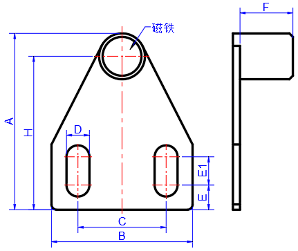 Door Stopper F-type dimension diagram
