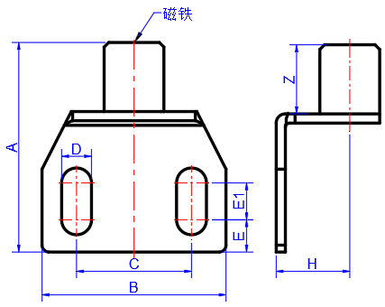 Door Stopper Z-type dimension diagram