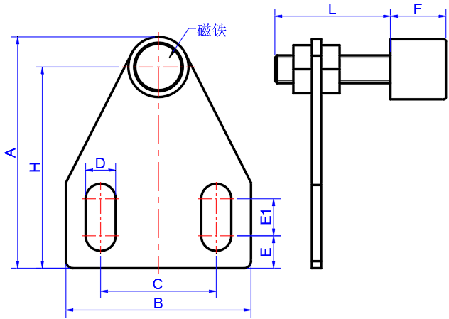 Door Stopper T-type dimension diagram