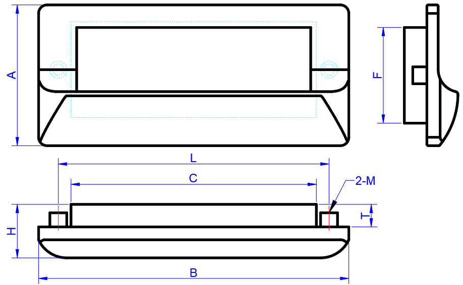 Flush Pull Handle XAKJ13 dimension diagram