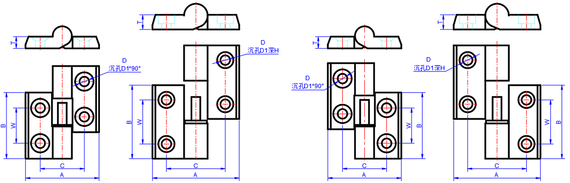 Nylon Lift-off Hinges dimension diagram