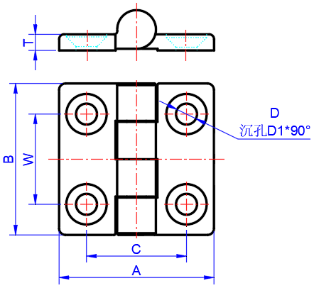 Stainless Steel Hinges dimension diagram
