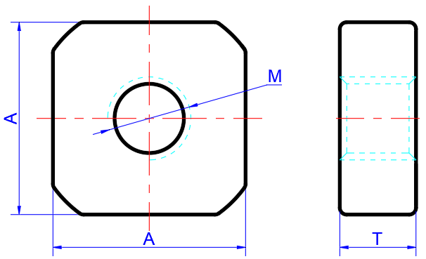 Square Nuts Dimension Reference