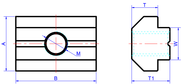 Sliding Nuts for GB Profile Dimension Reference