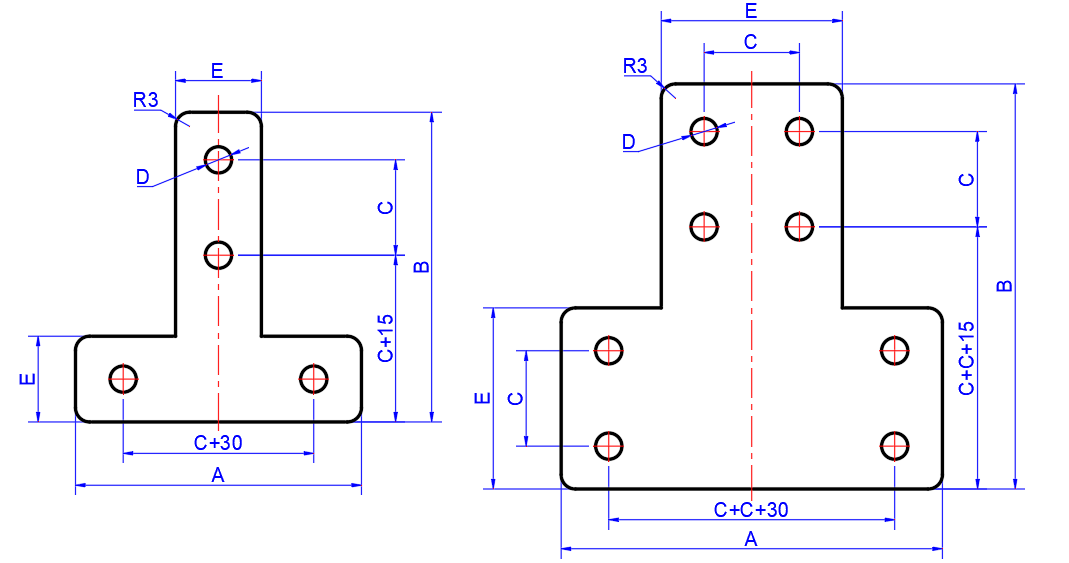 Shape T Dimension Reference