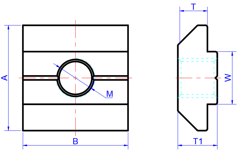 Sliding Nuts for EU Profile Dimension Reference